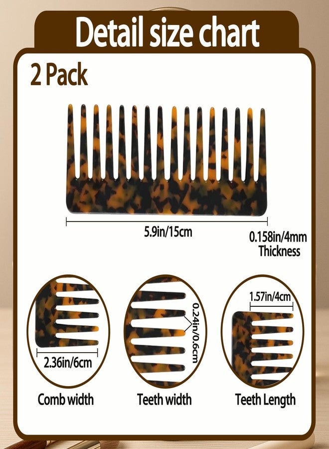 fernfern Large Hair Wide Tooth Combs, 2 Pack Cellulose Acetate Detangling Combs for Women Thick Curly Wavy Wet Dry Hair (Tortoise Shell, Ivory) - Image 4